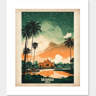 Mumbai India Starry Night Vintage Tourism Travel Posters and Art